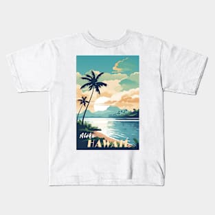 Hawaii Vintage Retro Travel Poster Kids T-Shirt